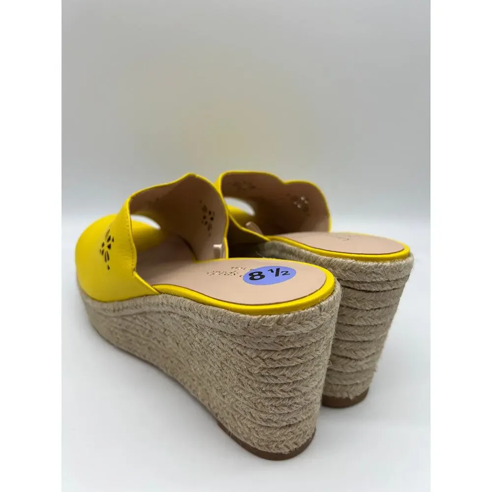 Kate Spade Tenley Espadrille Wedge Yellow Leather Size 8.5.